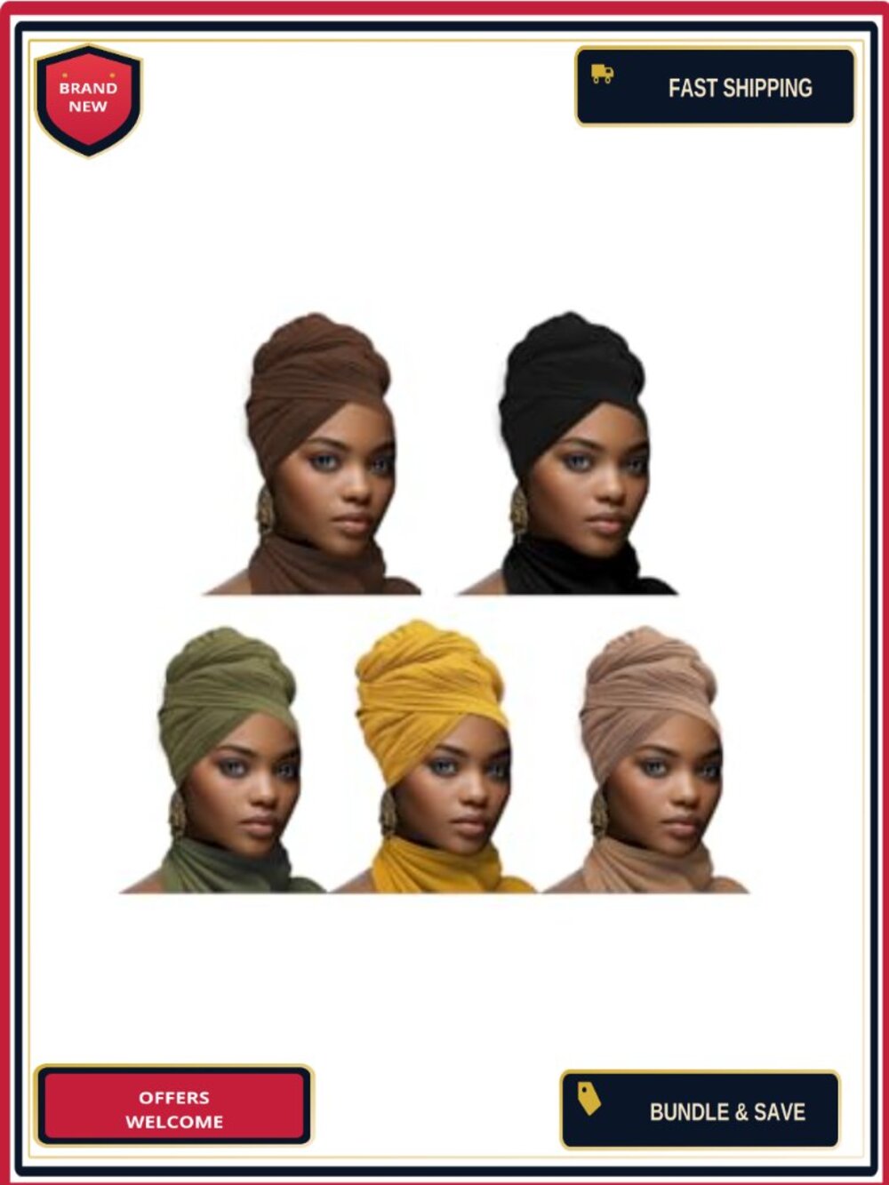 Stretch African Head Wraps for Women - Long Jersey Turban Head Scarf